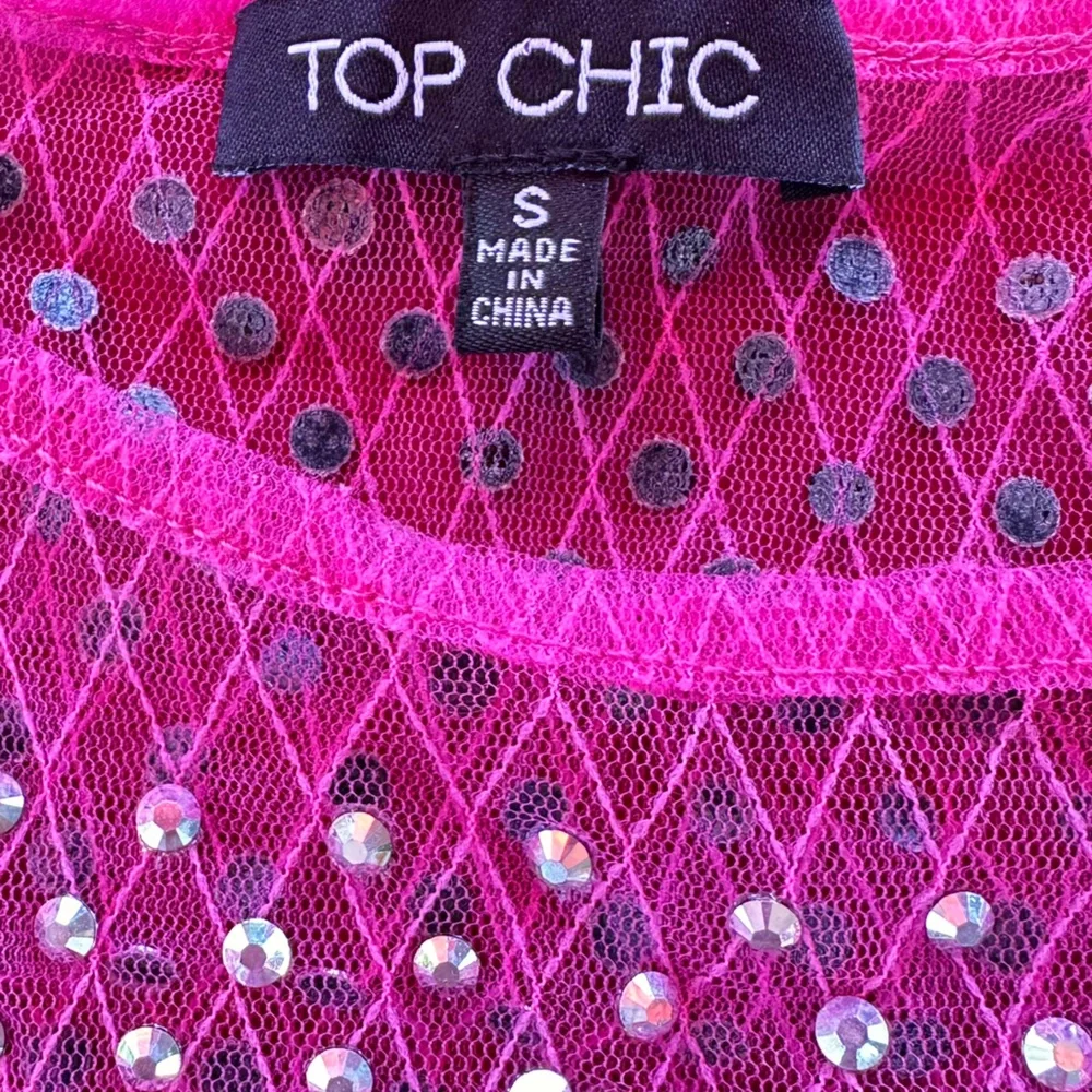 Chic Pink Embellished Sheer Blouse